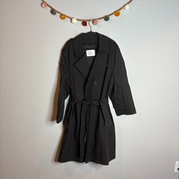 Vintage black removable lining trench coat jacket - Picture 1 of 8